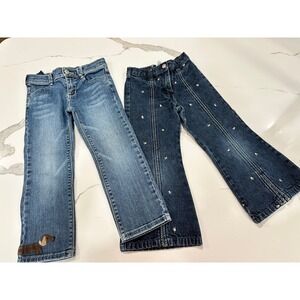 Gymboree Girls‎ Jeans Bundle Size 4 & 4T Dog & Paw Print Denim Pants Cute